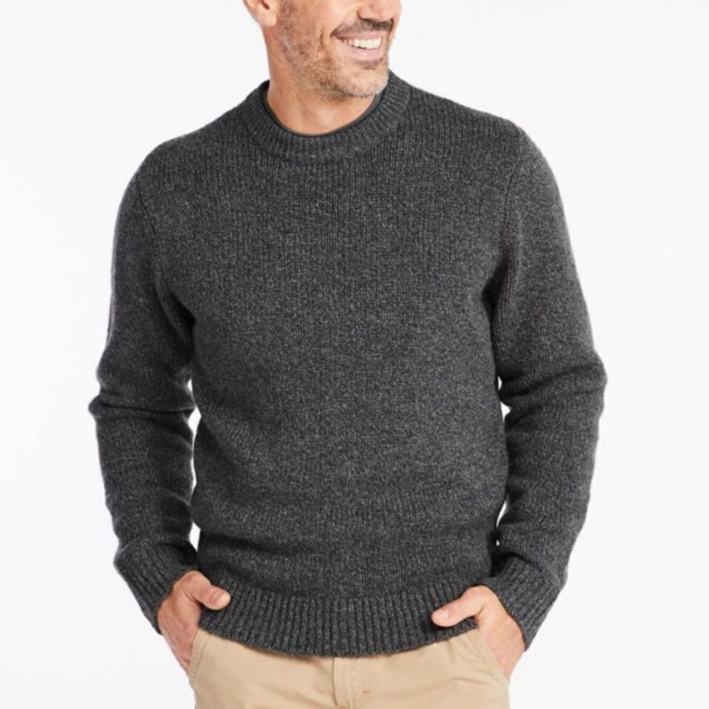 Black Brown 1826 Men's Classic Ragg Cotton Knit Sweater Crewneck XXL